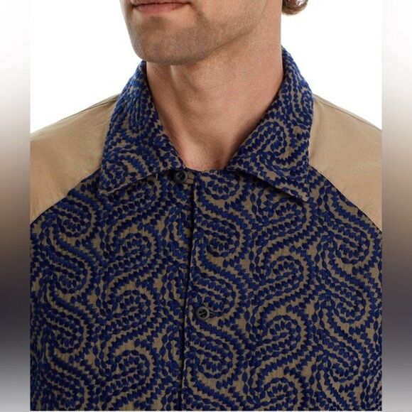 Nicholas Daley Embroidered Raglan Sleeve Button-up Shirt, NWT, Size M - Picture 3 of 11